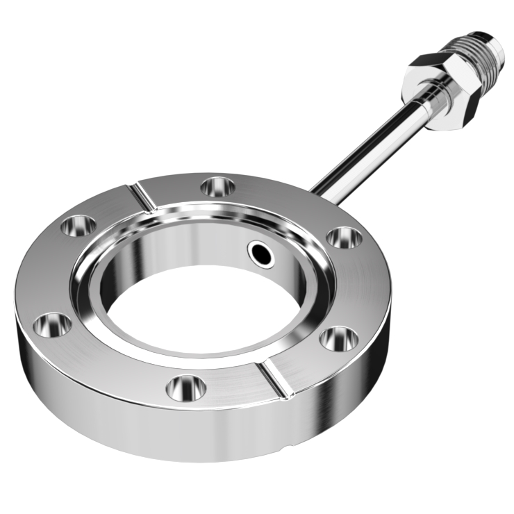 Sideported Conflat Flange (CF) 2.75 inch, 1.5, to Male Swagelok 1/4 inch  Stainless Steel VCR Fitting