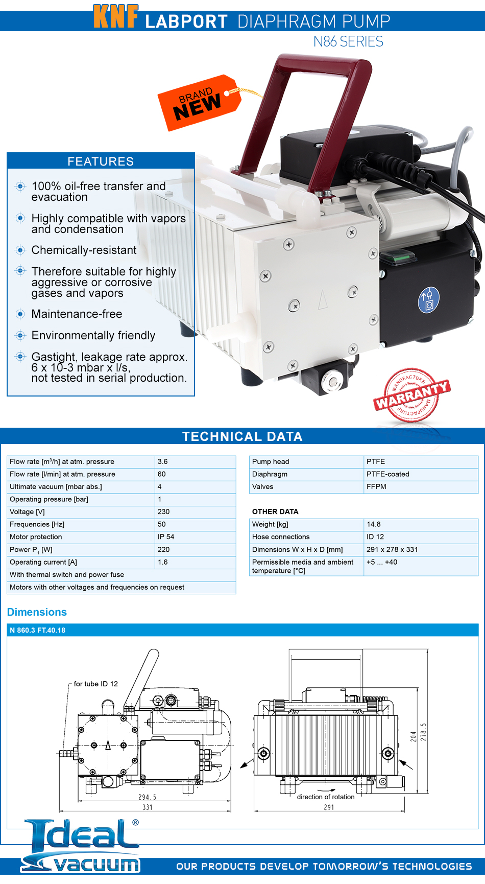 Leybold MR series Diaphragm Pressure Regulator Data-Sheet Specifications