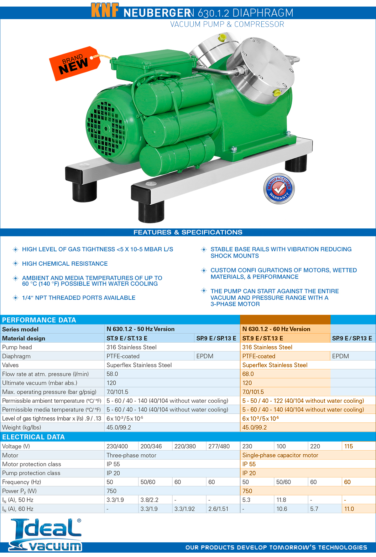 KNF Twin Diaphragm Vacuum Pump and Compressor
