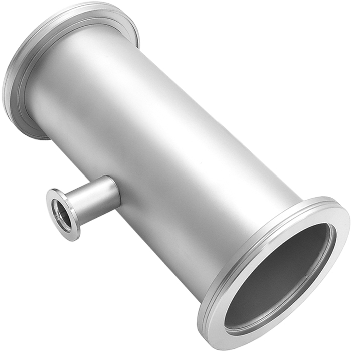 Stainless Steel 90° Elbow Vacuum Fitting ISO 100  w/ 1/4" MVCR Leak Port 