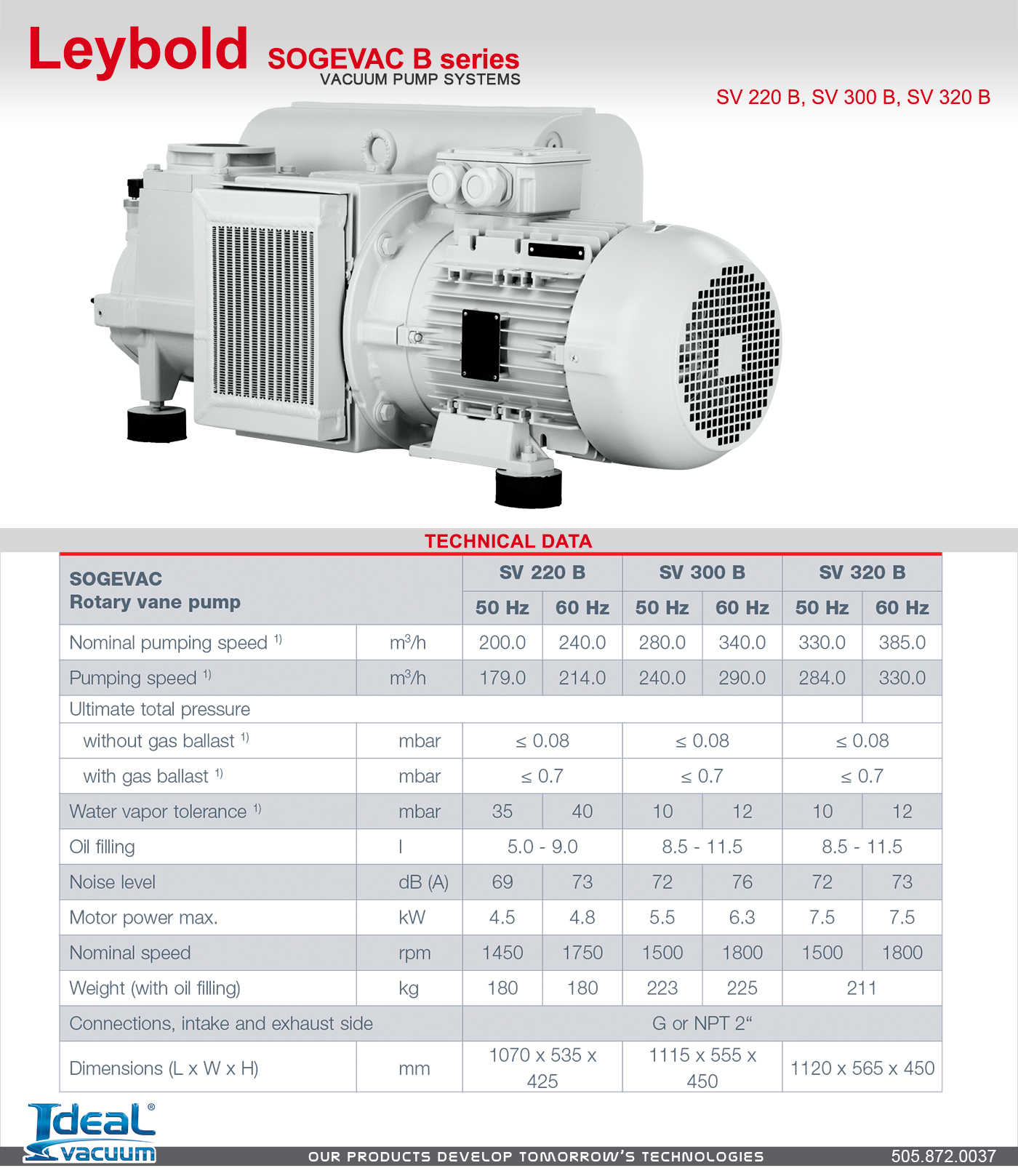 Leybold SOGEVAC B Series Vacuum Pumps