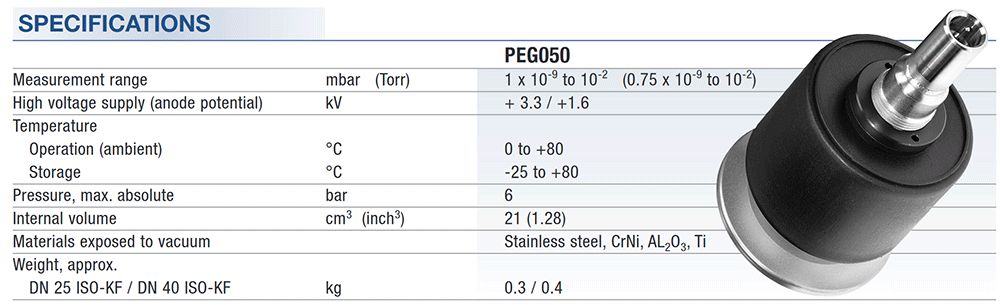 Inficon PEG050 Penning Gauge