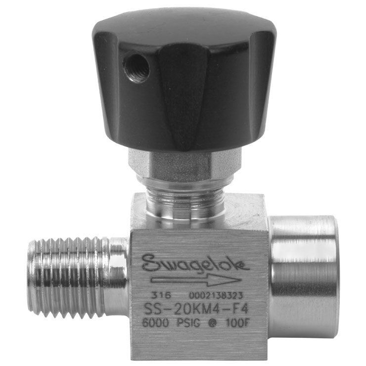 316 Stainless Whitey SS-ORM2 5,000 psi Swagelok Inlet/Outlet : 1/8 Male : NPT Integral Bonnet Needle Valve