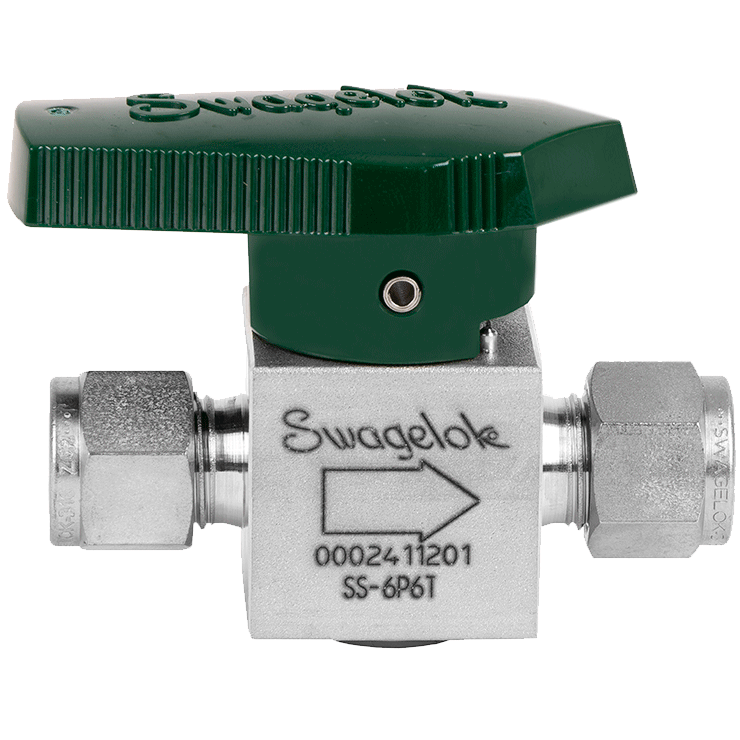 Ideal Vacuum  Stainless Steel Quarter Turn Instrument Plug Valve, 3/8 in.  Swagelok Tube Fitting, 1.6 Cv SS-6P6T